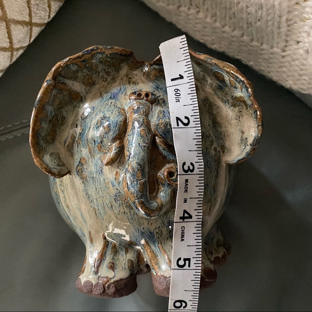 GORGEOUS Vintage 🐘ELEPHANT Drip GLAZE Hand Made Original POTTERY BANK - Picture 13 of 14